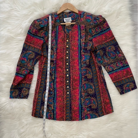 Lady Carol Petites Vintage Paisley Shoulder Pad Skirt Suit Set 14 - Picture 6 of 16